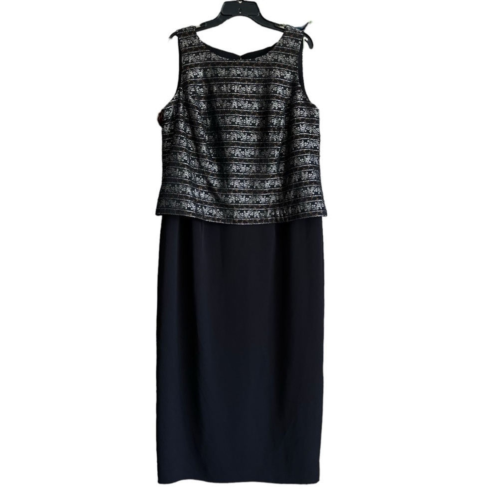 Marie St Claire Womens Maxi Dress Lined Floral Beaded Black 14W